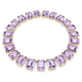 Millenia Necklace Oversized Crystals, Octagon Cut, Purple, Gold-Tone Plated