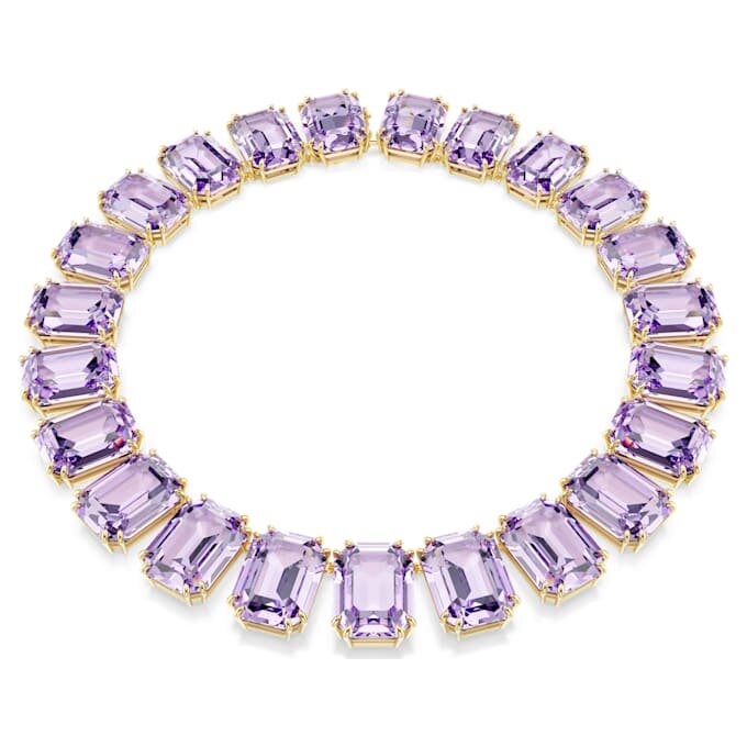 Millenia Necklace Oversized Crystals, Octagon Cut, Purple, Gold-Tone Plated Millenia Necklace Oversized Crystals, Octagon Cut, Purple, Gold-Tone Plated
