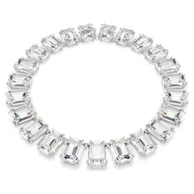 Millenia Necklace Oversized Crystals, Octagon Cut, White, Rhodium Plated