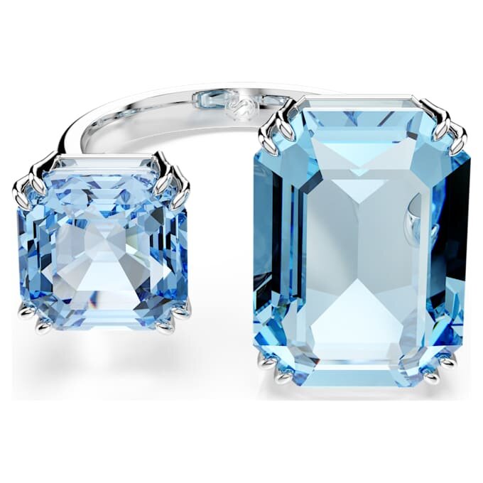Millenia Open Ring Octagon Cut, Blue, Rhodium Plated Millenia Open Ring Octagon Cut, Blue, Rhodium Plated
