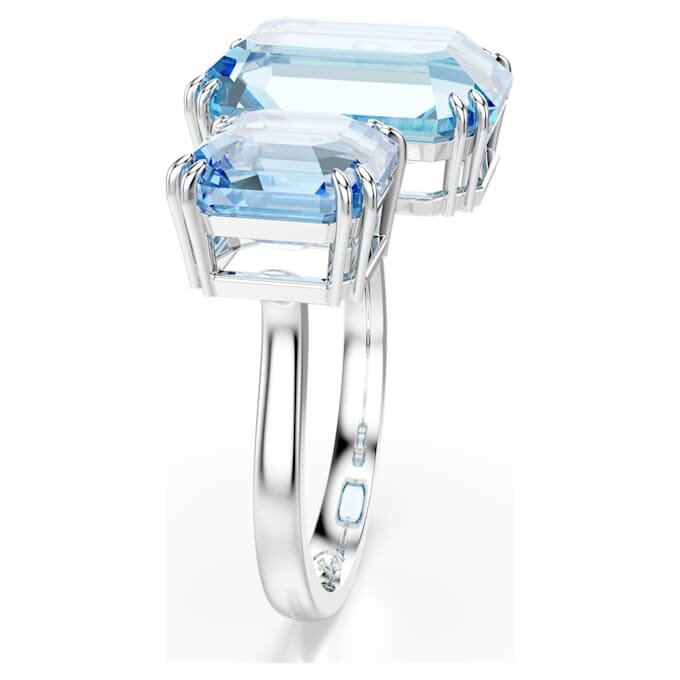 Millenia Open Ring Octagon Cut, Blue, Rhodium Plated Millenia Open Ring Octagon Cut, Blue, Rhodium Plated