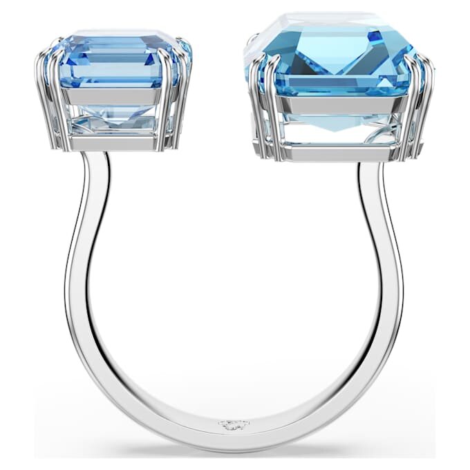 Millenia Open Ring Octagon Cut, Blue, Rhodium Plated Millenia Open Ring Octagon Cut, Blue, Rhodium Plated