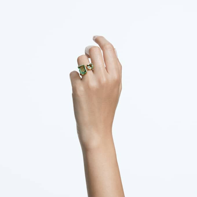 Millenia Open Ring Octagon Cut, Green, Gold-Tone Plated Millenia Open Ring Octagon Cut, Green, Gold-Tone Plated