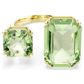 Millenia Open Ring Octagon Cut, Green, Gold-Tone Plated Millenia Open Ring Octagon Cut, Green, Gold-Tone Plated