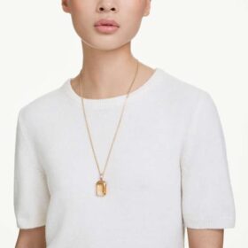 Millenia Pendant Octagon Cut, Caramel, Gold-Tone Plated