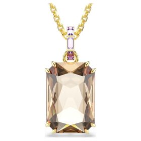 Millenia Pendant Octagon Cut, Caramel, Gold-Tone Plated