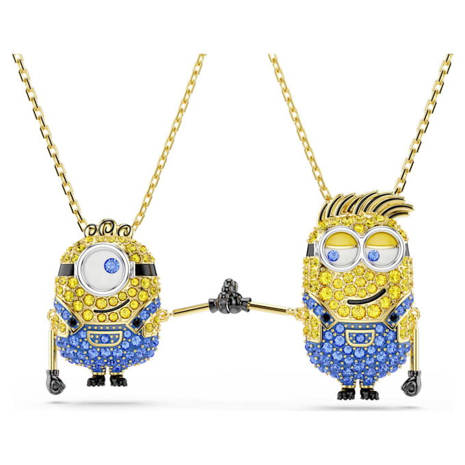 Minions James and Henry Set Pavé, Multicolored, Gold-Tone Plated Minions James and Henry Set Pavé, Multicolored, Gold-Tone Plated