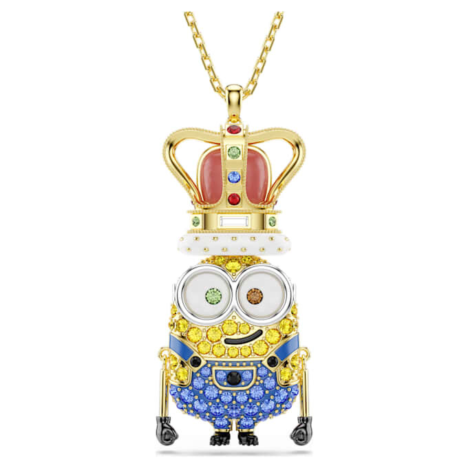 Minions King Bob Pendant Pavé, Multicolored, Gold-Tone Plated Minions King Bob Pendant Pavé, Multicolored, Gold-Tone Plated
