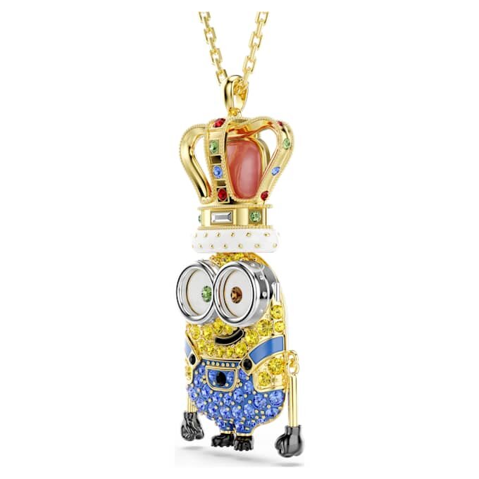 Minions King Bob Pendant Pavé, Multicolored, Gold-Tone Plated Minions King Bob Pendant Pavé, Multicolored, Gold-Tone Plated