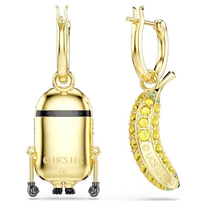 Minions Stuart and Banana Drop Earrings Pavé, Mini, Multicolored, Gold-Tone Plated Minions Stuart and Banana Drop Earrings Pavé, Mini, Multicolored, Gold-Tone Plated