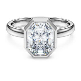 Octagon Bezel Ring Lab-Grown Diamonds 2.0 Ct Tw, Octagon Shape, 14K White Gold Octagon Bezel Ring Lab-Grown Diamonds 2.0 Ct Tw, Octagon Shape, 14K White Gold