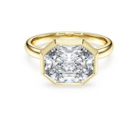 Octagon Bezel Ring Lab-Grown Diamonds 3.0 Ct Tw, Octagon Shape, 14K Yellow Gold Octagon Bezel Ring Lab-Grown Diamonds 3.0 Ct Tw, Octagon Shape, 14K Yellow Gold