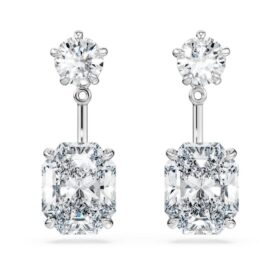 Octagon Earring Jackets Lab-Grown Diamonds 9.65 Ct Tw, Mixed Shapes, 18K White Gold