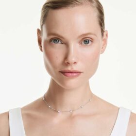 Octagon Necklace Lab-Grown Diamonds 0.7 Ct Tw, Round Shape, Sterling Silver