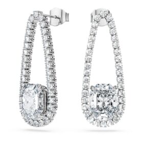 Octagon Tennis Earrings Lab-Grown Diamonds 7.95 Ct Tw, Mixed Shapes, 18K White Gold