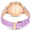 Octea Chrono Watch Swiss Made, Leather Strap, Purple, Rose Gold-Tone Finish