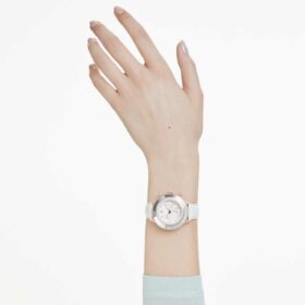 Octea Chrono Watch Swiss Made, Leather Strap, White, Rose Gold-Tone Finish