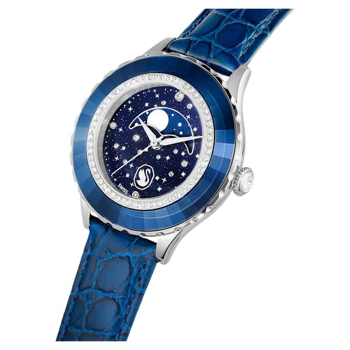 Octea Moon Watch Swiss Made, Moon, Leather Strap, Blue, Stainless Steel Octea Moon Watch Swiss Made, Moon, Leather Strap, Blue, Stainless Steel