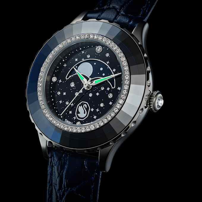 Octea Moon Watch Swiss Made, Moon, Leather Strap, Blue, Stainless Steel Octea Moon Watch Swiss Made, Moon, Leather Strap, Blue, Stainless Steel