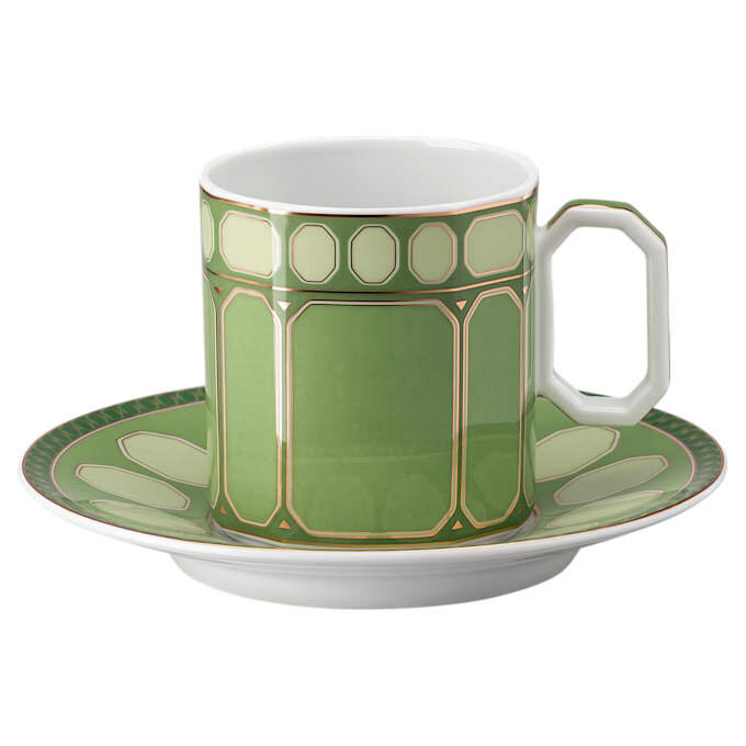 Signum Coffee Cup with Saucer Porcelain, Green Signum Coffee Cup with Saucer Porcelain, Green