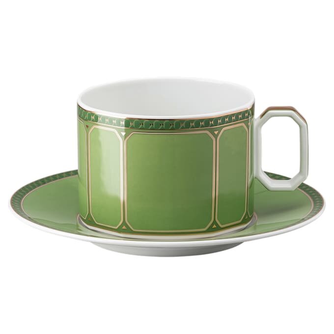 Signum Cup with Saucer Porcelain, Green Signum Cup with Saucer Porcelain, Green