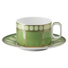 Signum Teacup with Saucer Porcelain, Green Signum Teacup with Saucer Porcelain, Green
