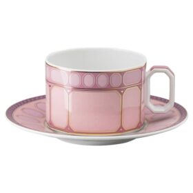 Signum Teacup with Saucer Porcelain, Pink