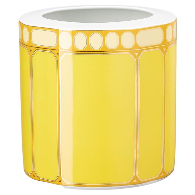 Signum Vase Porcelain, Wide, Yellow Signum Vase Porcelain, Wide, Yellow