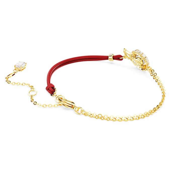 Snake Bracelet Crystal Pearl, Mixed Cuts, Year of the Snake, Red, Gold-Tone Plated Snake Bracelet Crystal Pearl, Mixed Cuts, Year of the Snake, Red, Gold-Tone Plated