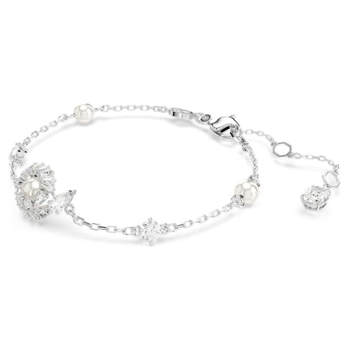 Snake Bracelet Crystal Pearl, Mixed Cuts, Year of the Snake, White, Rhodium Plated Snake Bracelet Crystal Pearl, Mixed Cuts, Year of the Snake, White, Rhodium Plated