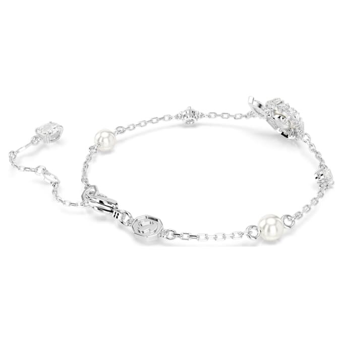 Snake Bracelet Crystal Pearl, Mixed Cuts, Year of the Snake, White, Rhodium Plated Snake Bracelet Crystal Pearl, Mixed Cuts, Year of the Snake, White, Rhodium Plated