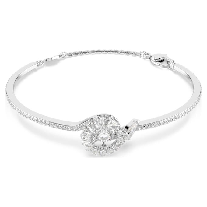 Snake Bracelet Mixed Cuts, Year of the Snake, White, Rhodium Plated Snake Bracelet Mixed Cuts, Year of the Snake, White, Rhodium Plated