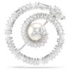 Snake Brooch Crystal Pearl, Mixed Cuts, Year of the Snake, White, Rhodium Plated Snake Brooch Crystal Pearl, Mixed Cuts, Year of the Snake, White, Rhodium Plated