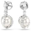 Snake Drop Earrings Crystal Pearl, Mixed Cuts, Year of the Snake, White, Rhodium Plated Snake Drop Earrings Crystal Pearl, Mixed Cuts, Year of the Snake, White, Rhodium Plated