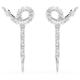 Snake Drop Earrings Mixed Cuts, Year of the Snake, White, Rhodium Plated
