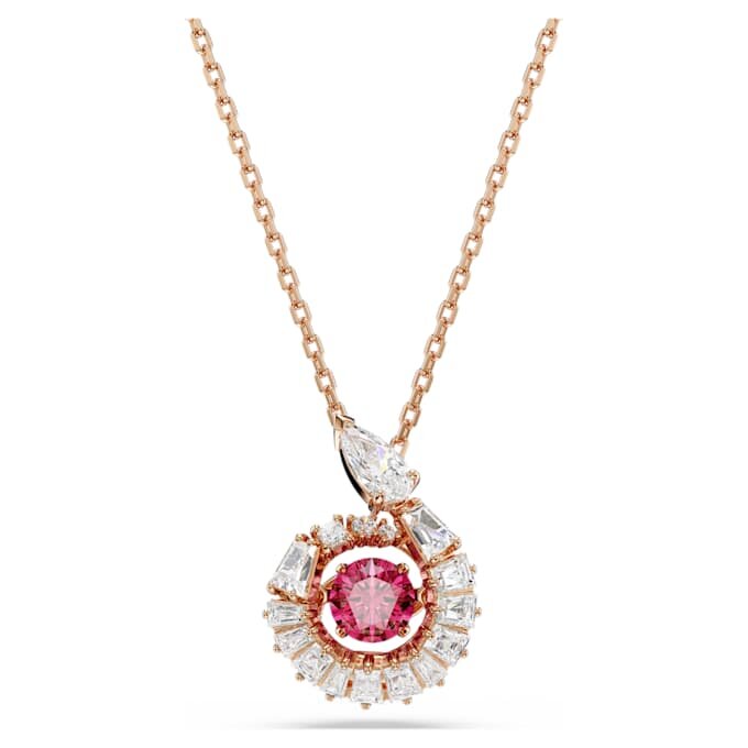 Snake Pendant Mixed Cuts, Year of the Snake, Red, Rose Gold-Tone Plated Snake Pendant Mixed Cuts, Year of the Snake, Red, Rose Gold-Tone Plated