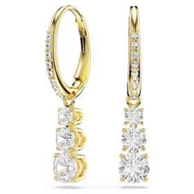 Stilla Attract Hoop Earrings Round Cut, White, Gold-Tone Plated