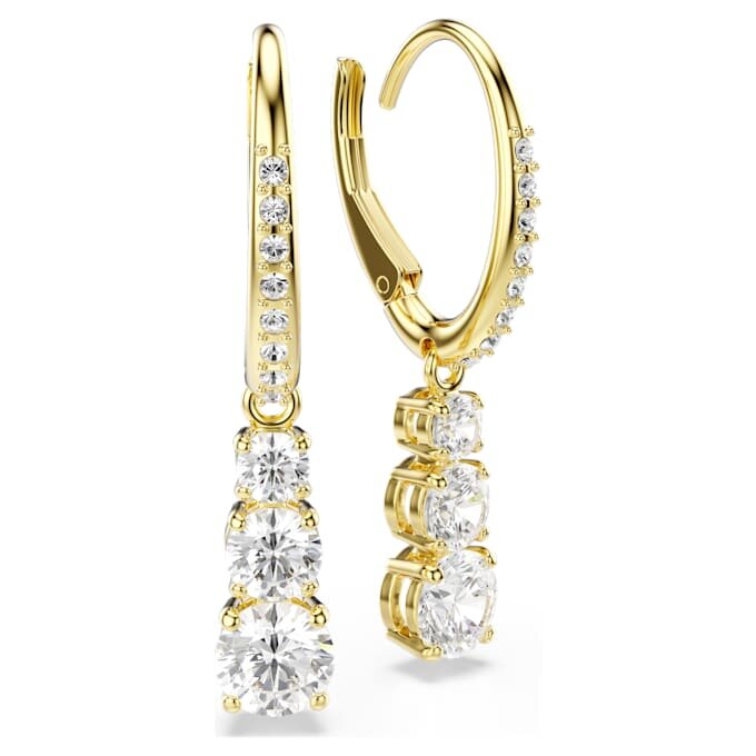 Stilla Attract Hoop Earrings Round Cut, White, Gold-Tone Plated Stilla Attract Hoop Earrings Round Cut, White, Gold-Tone Plated