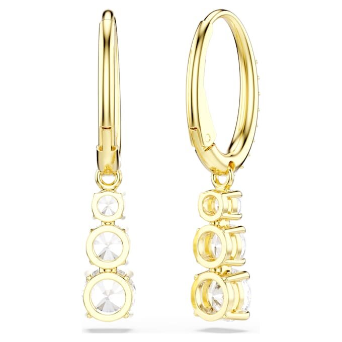 Stilla Attract Hoop Earrings Round Cut, White, Gold-Tone Plated Stilla Attract Hoop Earrings Round Cut, White, Gold-Tone Plated