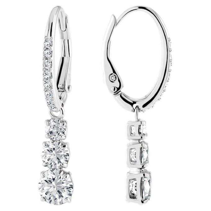 Stilla Attract Hoop Earrings Round Cut, White, Rhodium Plated Stilla Attract Hoop Earrings Round Cut, White, Rhodium Plated