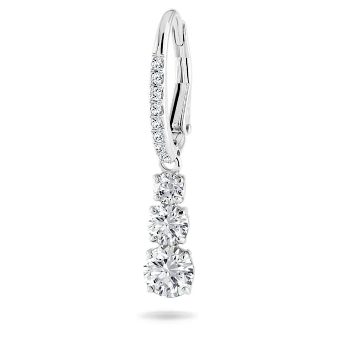 Stilla Attract Hoop Earrings Round Cut, White, Rhodium Plated Stilla Attract Hoop Earrings Round Cut, White, Rhodium Plated