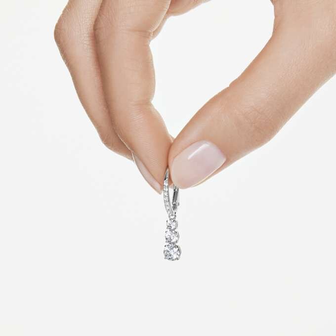 Stilla Attract Hoop Earrings Round Cut, White, Rhodium Plated Stilla Attract Hoop Earrings Round Cut, White, Rhodium Plated