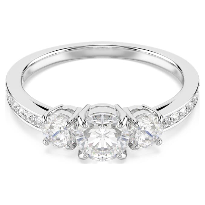 Stilla Attract Ring Round Cut, White, Silver-Tone Finish Stilla Attract Ring Round Cut, White, Silver-Tone Finish