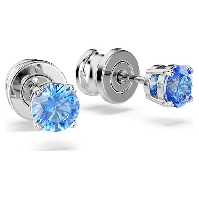 Stilla Attract Stud Earrings Round Cut, Blue, Rhodium Plated Stilla Attract Stud Earrings Round Cut, Blue, Rhodium Plated