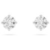 Stilla Attract Stud Earrings Round Cut, White, Rhodium Plated