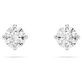 Stilla Attract Stud Earrings Round Cut, White, Rhodium Plated