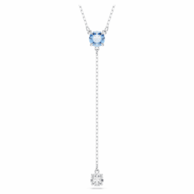 Stilla Attract Y Necklace Round Cut, Blue, Rhodium Plated Stilla Attract Y Necklace Round Cut, Blue, Rhodium Plated