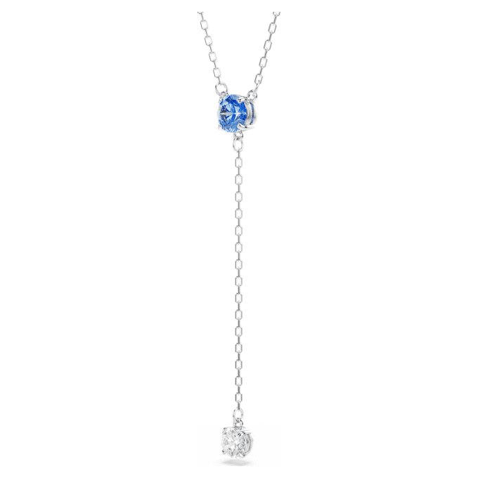Stilla Attract Y Necklace Round Cut, Blue, Rhodium Plated Stilla Attract Y Necklace Round Cut, Blue, Rhodium Plated