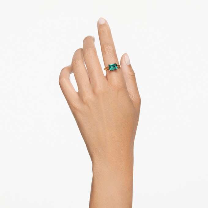 Stilla Cocktail Ring Rectangular Cut, Green, Gold-Tone Plated Stilla Cocktail Ring Rectangular Cut, Green, Gold-Tone Plated