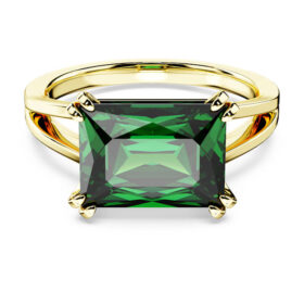 Stilla Cocktail Ring Rectangular Cut, Green, Gold-Tone Plated